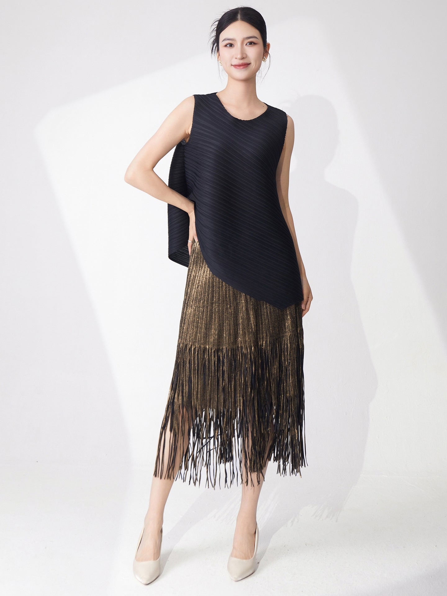 Midnight Fringe Black Glam Dress