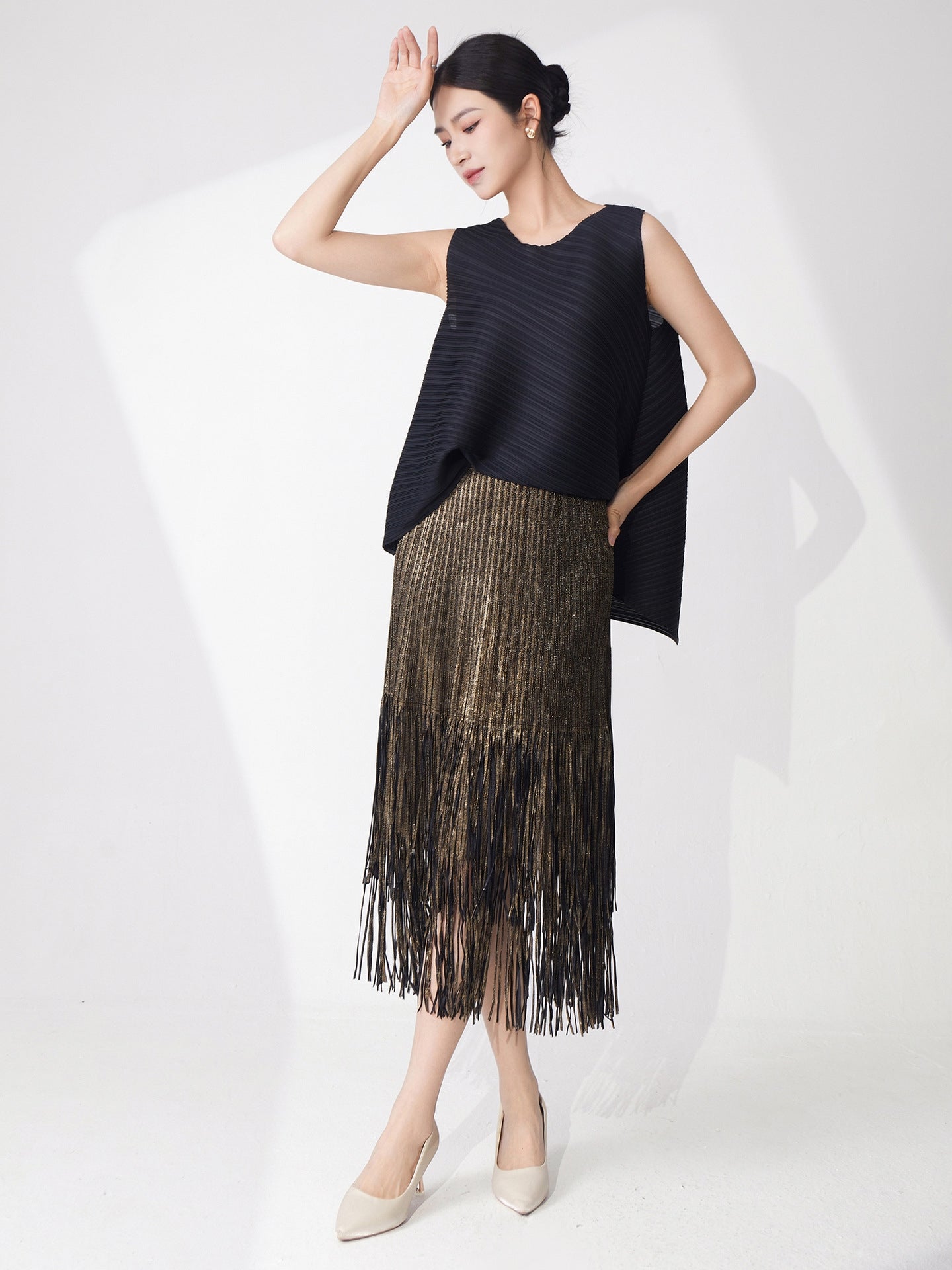 Midnight Fringe Black Glam Dress