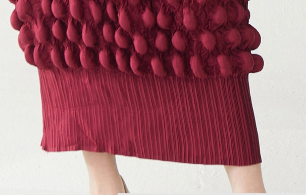 Berry Bombshell Bold Bobble Red Dress