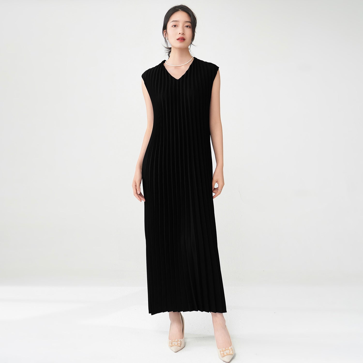 Black Pleated Dress