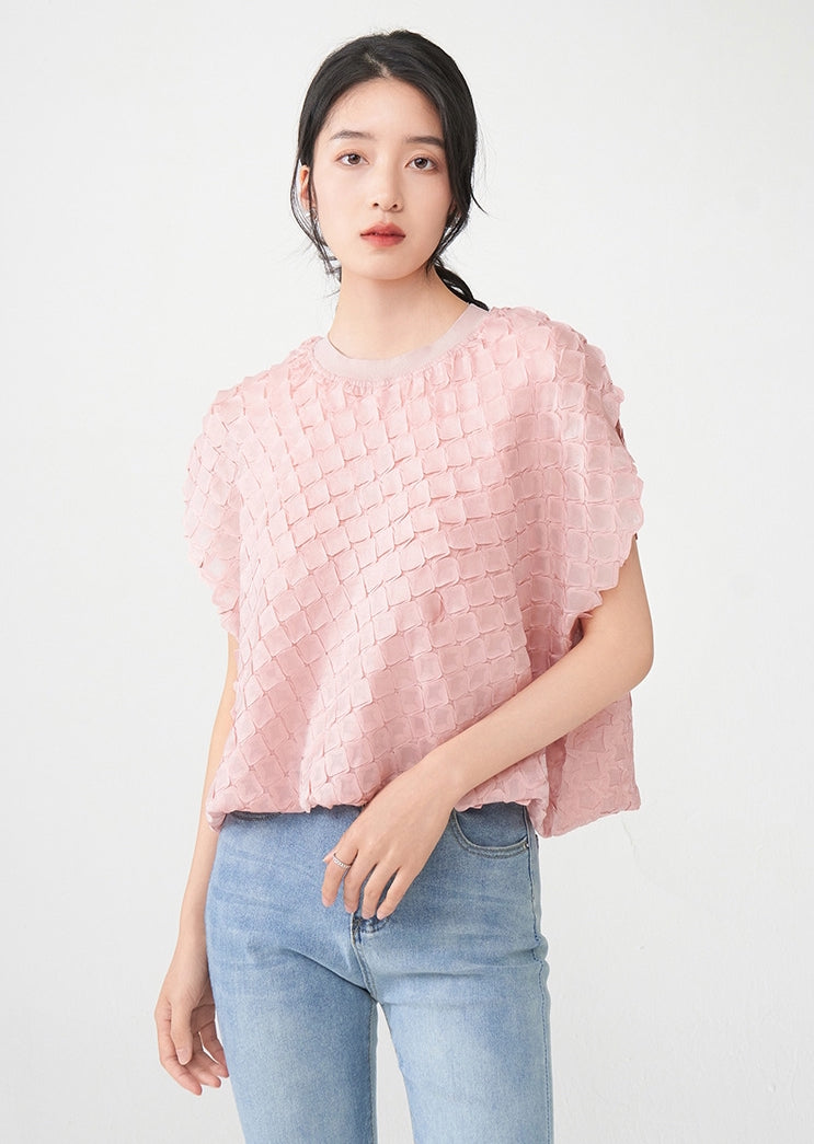 Blush Waffle Knit Loose Ballet Pink Top