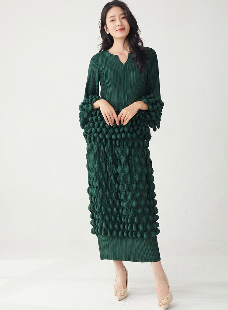 Emerald Pop Bold Bobble Green Dress