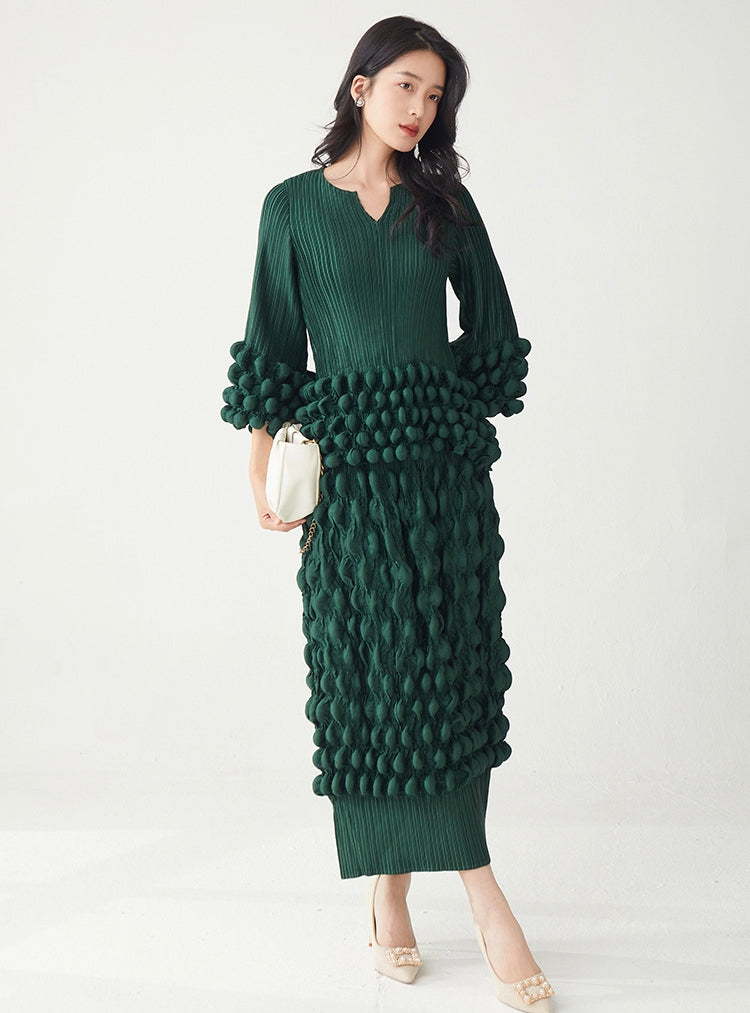 Emerald Pop Bold Bobble Green Dress
