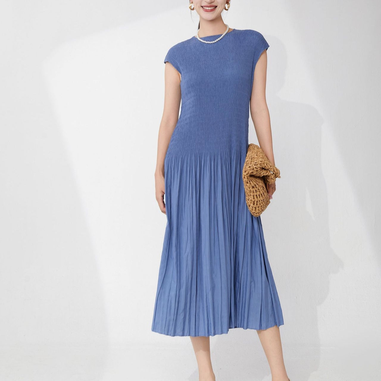Blue Haze Pleated Dress