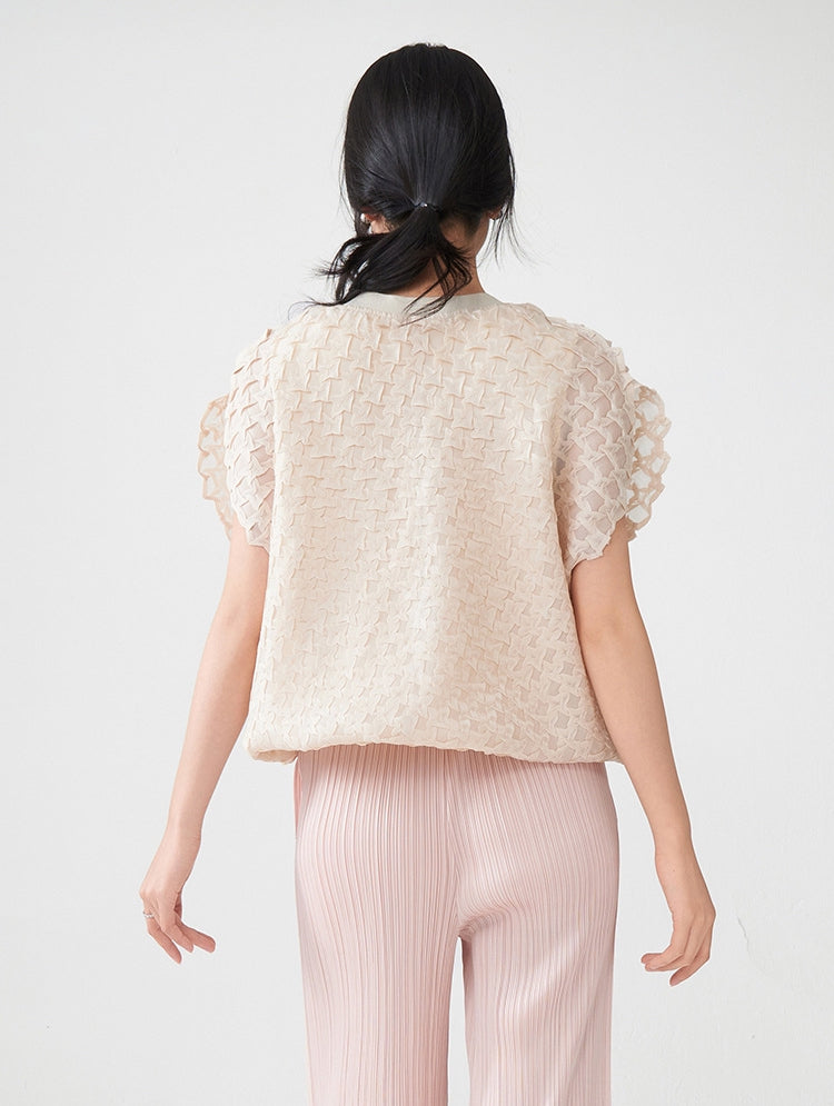 Apricot Waffle Knit Loose Top
