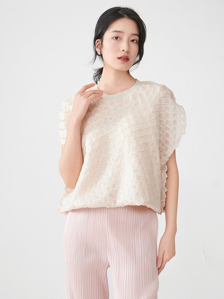 Apricot Waffle Knit Loose Top