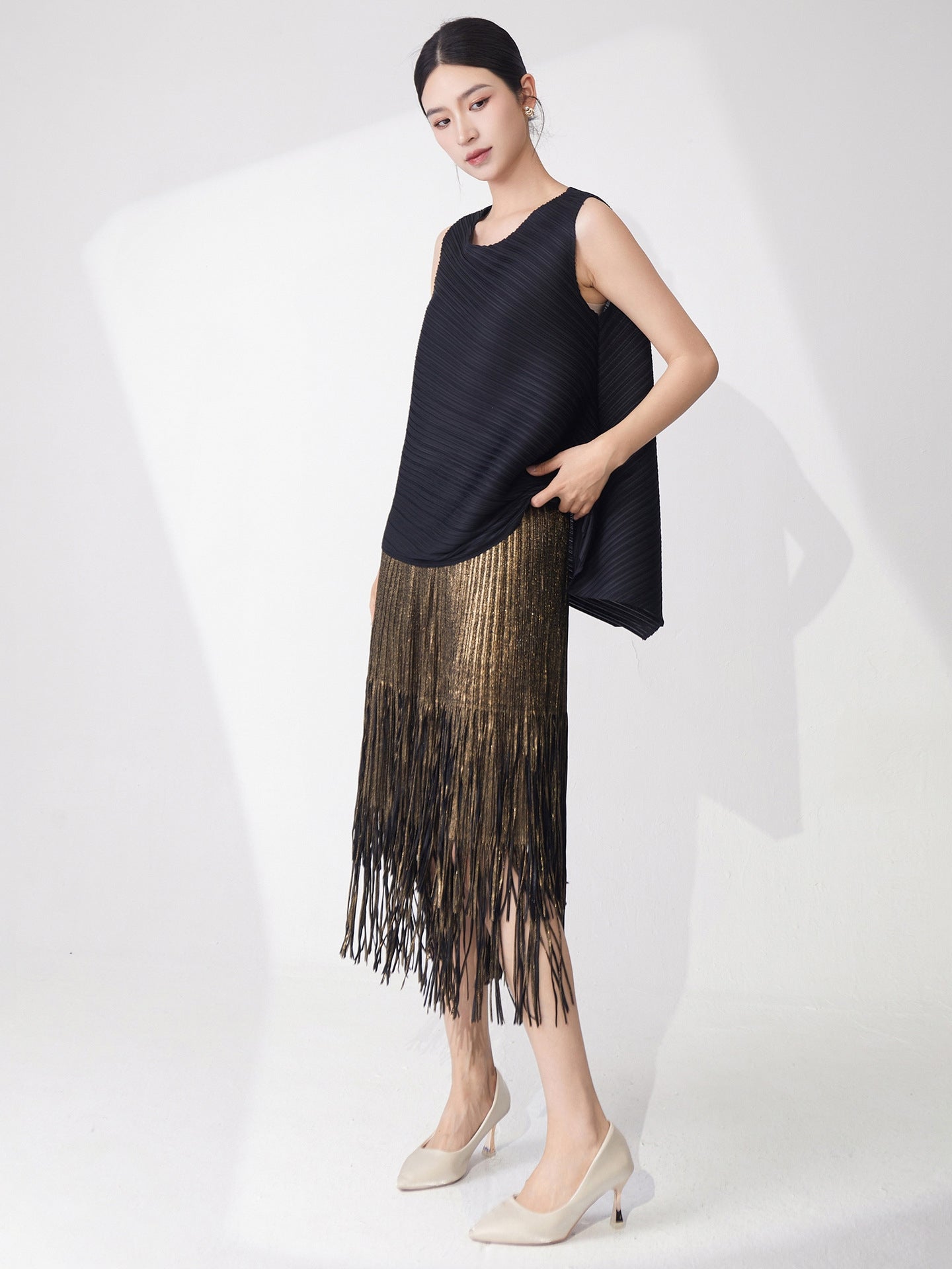 Midnight Fringe Black Glam Dress