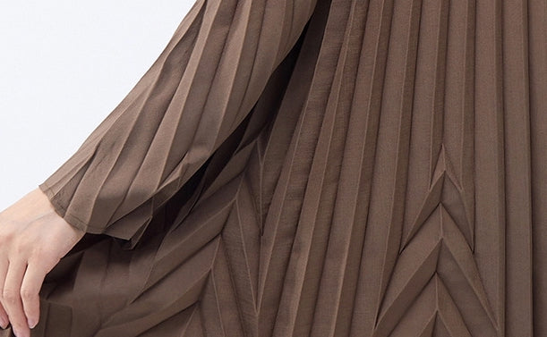 Swing Pleated A Line Mini Brown Dress