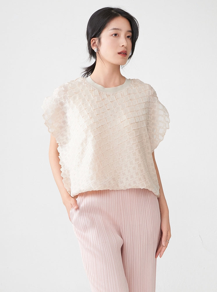 Apricot Waffle Knit Loose Top