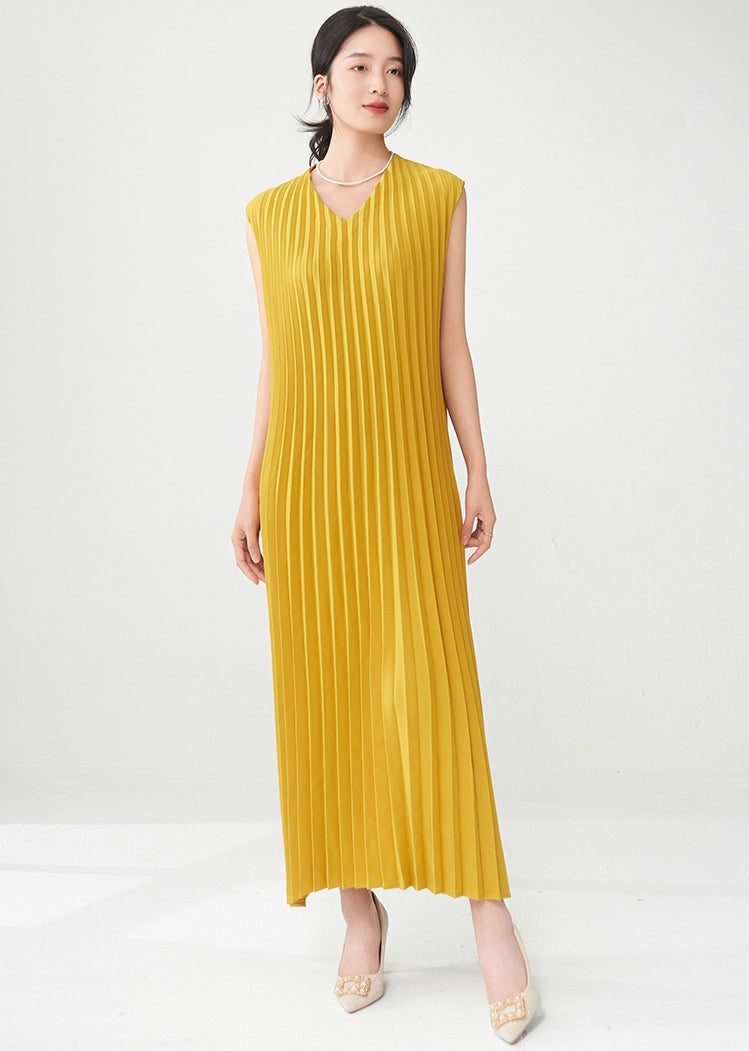 Sunny Pleated Yellow Dress