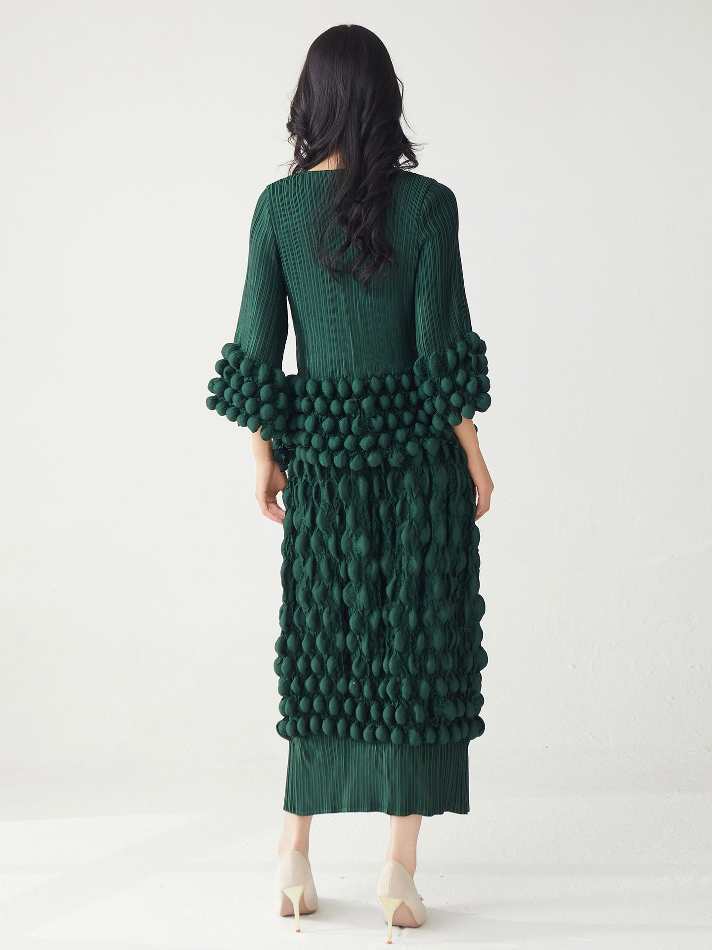 Emerald Pop Bold Bobble Green Dress