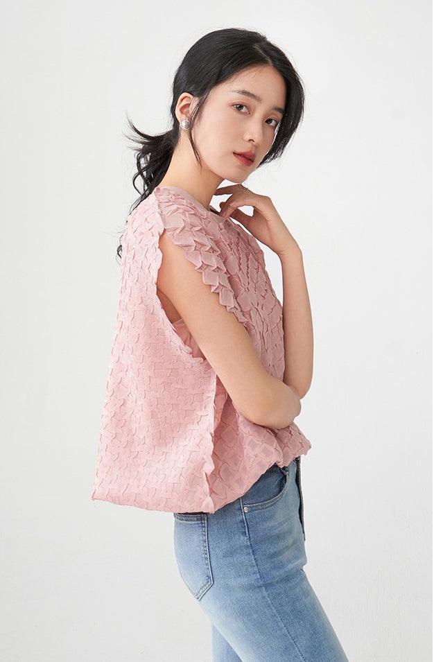 Blush Waffle Knit Loose Ballet Pink Top