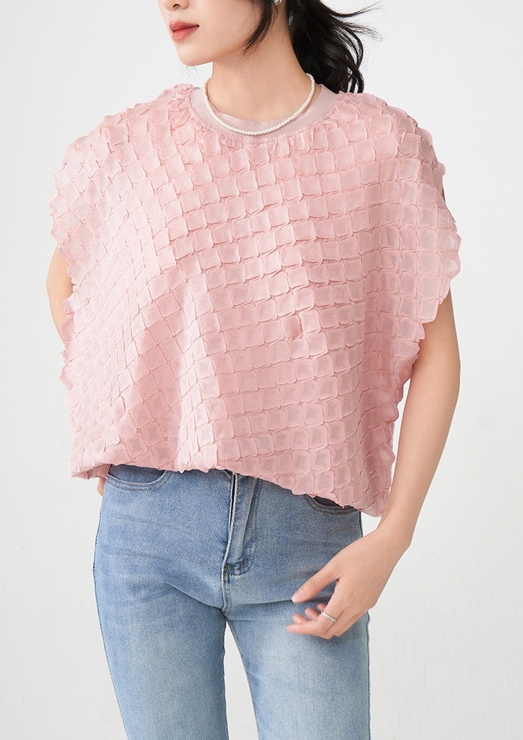 Blush Waffle Knit Loose Ballet Pink Top