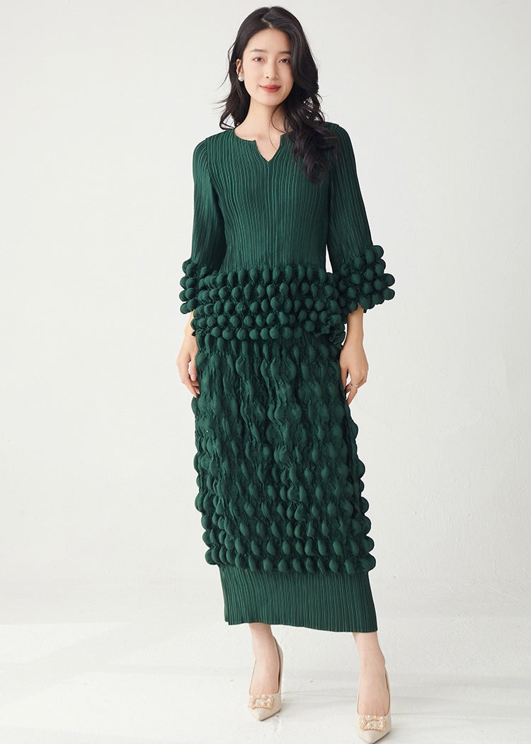 Emerald Pop Bold Bobble Green Dress
