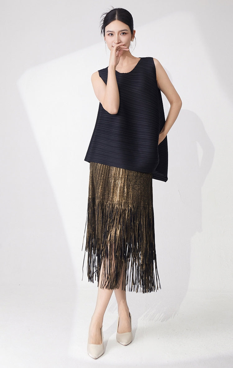 Midnight Fringe Black Glam Dress
