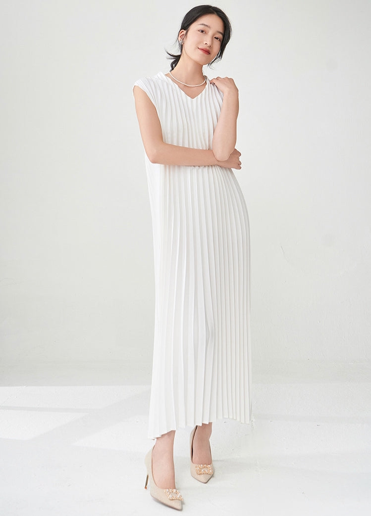 White Pleated Dress