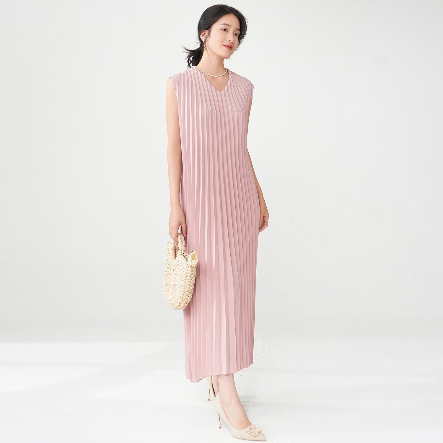 Blush Pleated Ballet Pink Dress