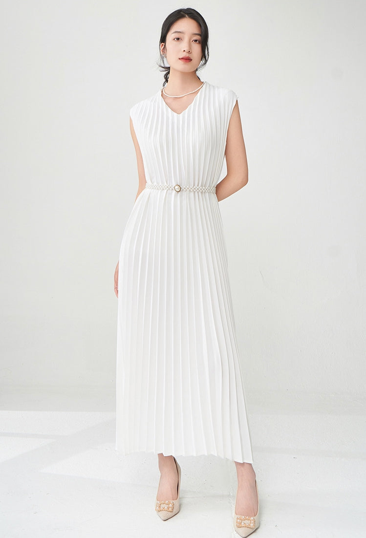 White Pleated Dress