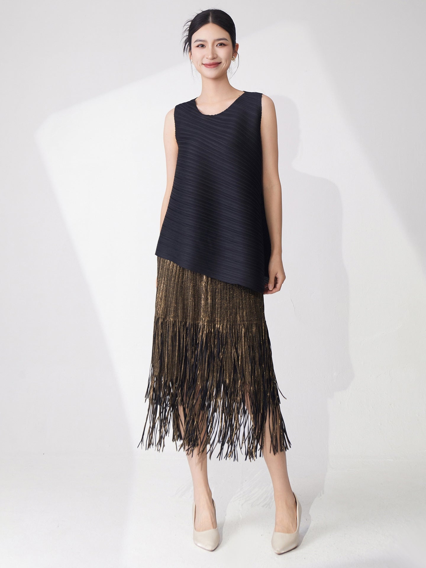 Midnight Fringe Black Glam Dress