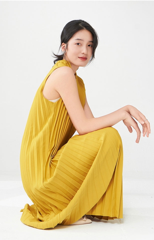 Sunny Pleated Yellow Dress