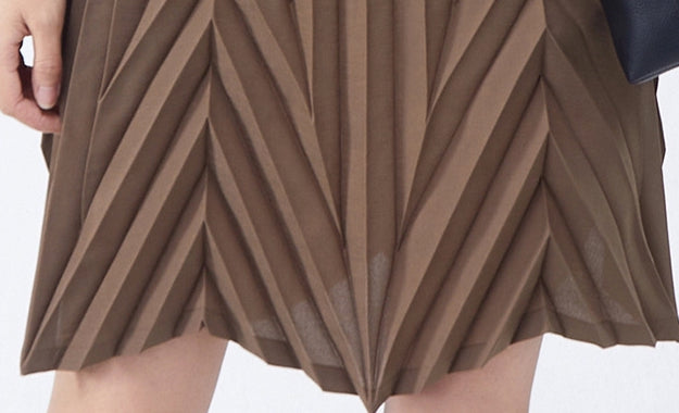 Swing Pleated A Line Mini Brown Dress