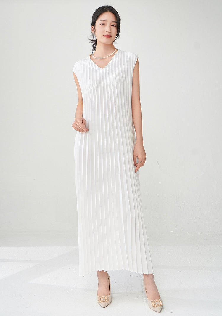 White Pleated Dress