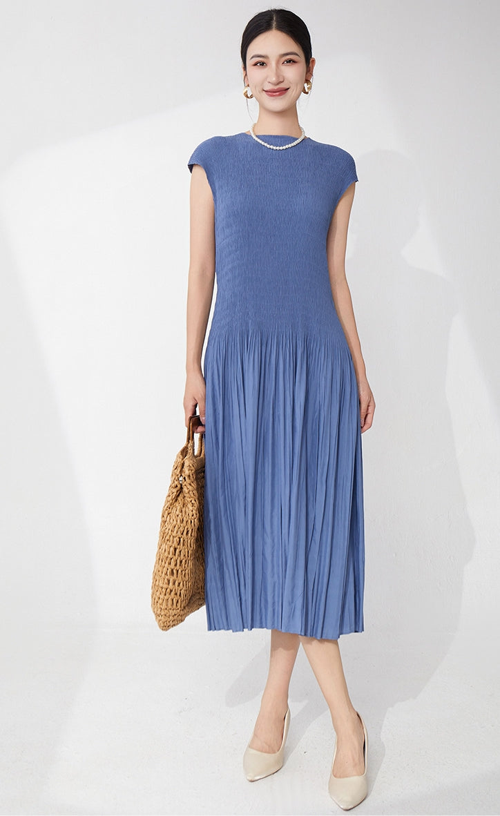 Blue Haze Pleated Dress