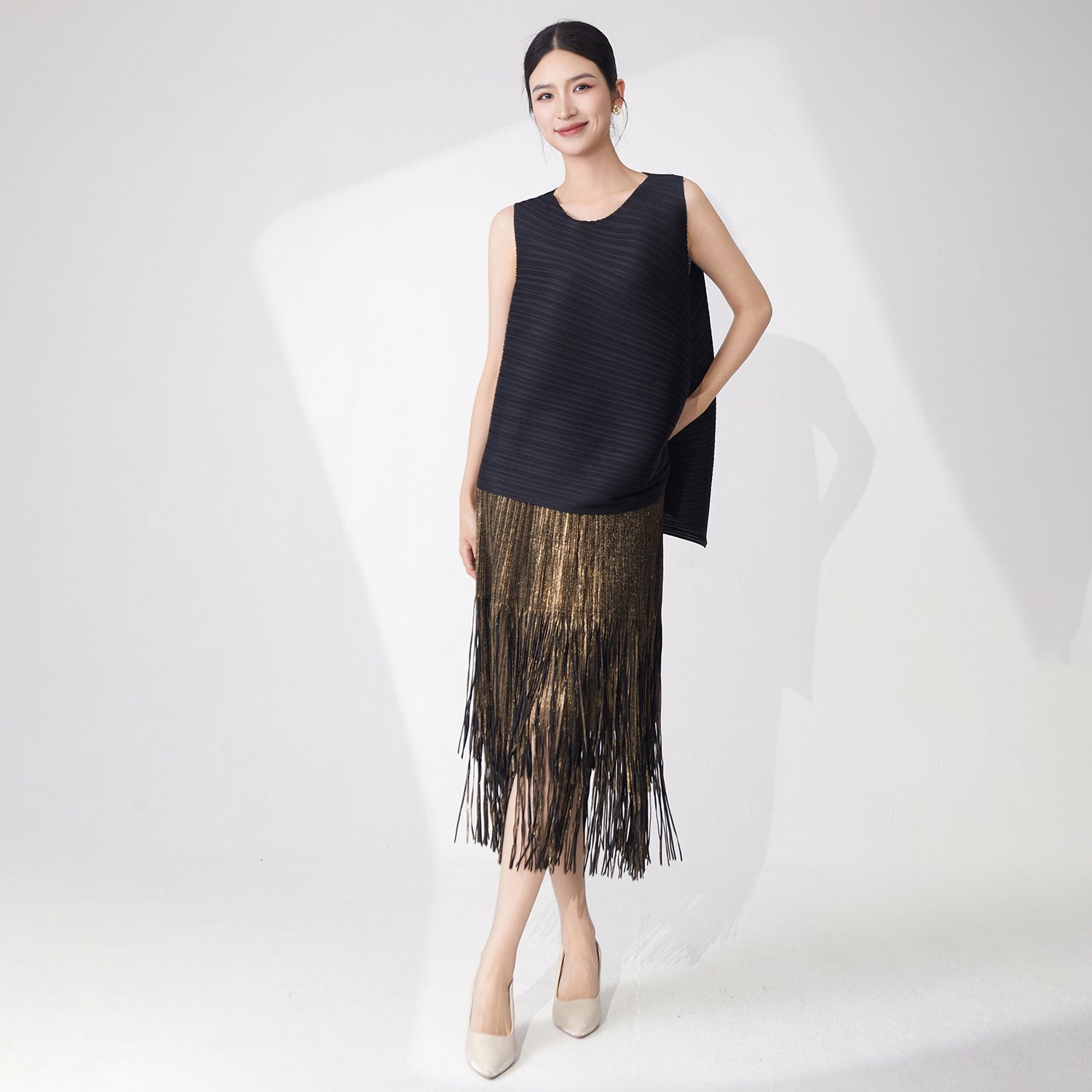 Midnight Fringe Black Glam Dress