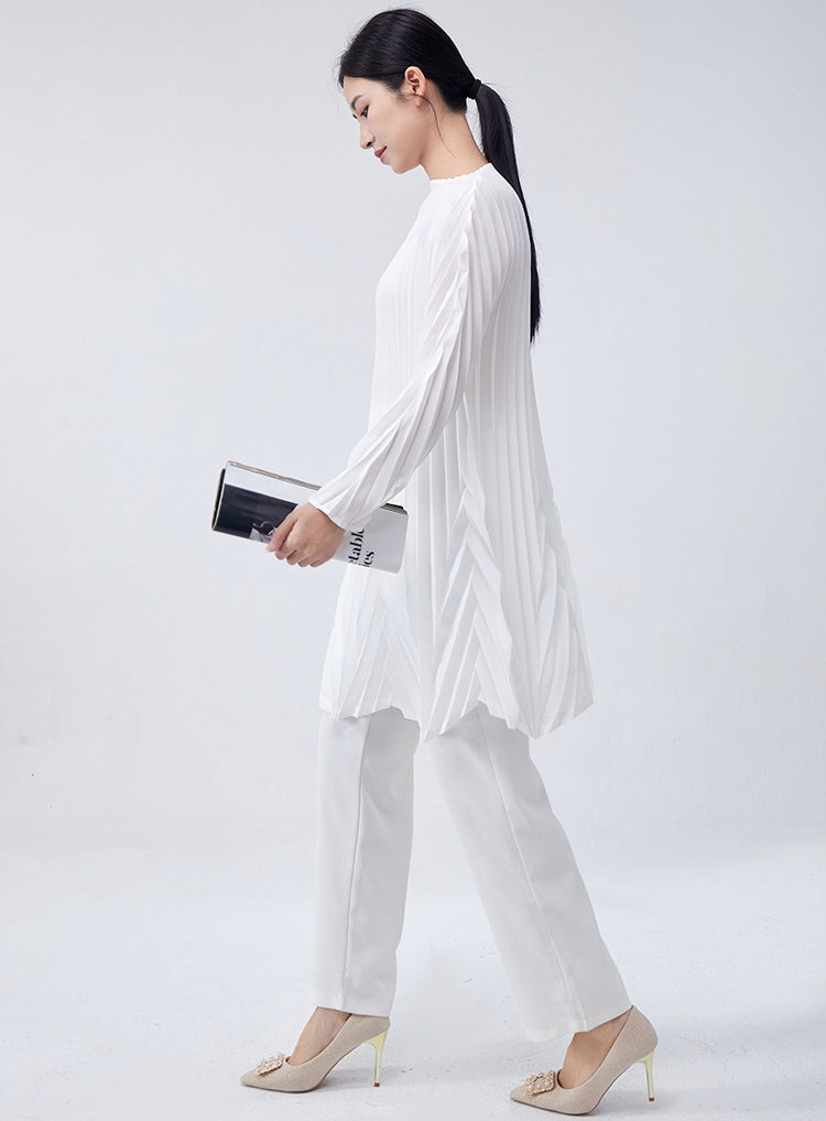 Swing Pleated A Line Mini White Dress