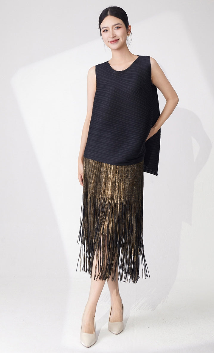 Midnight Fringe Black Glam Dress