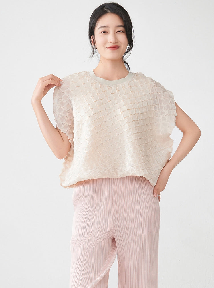 Apricot Waffle Knit Loose Top